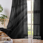 rideaux noir semi transparents texturés moderne minimaliste passe tringle chambre salon