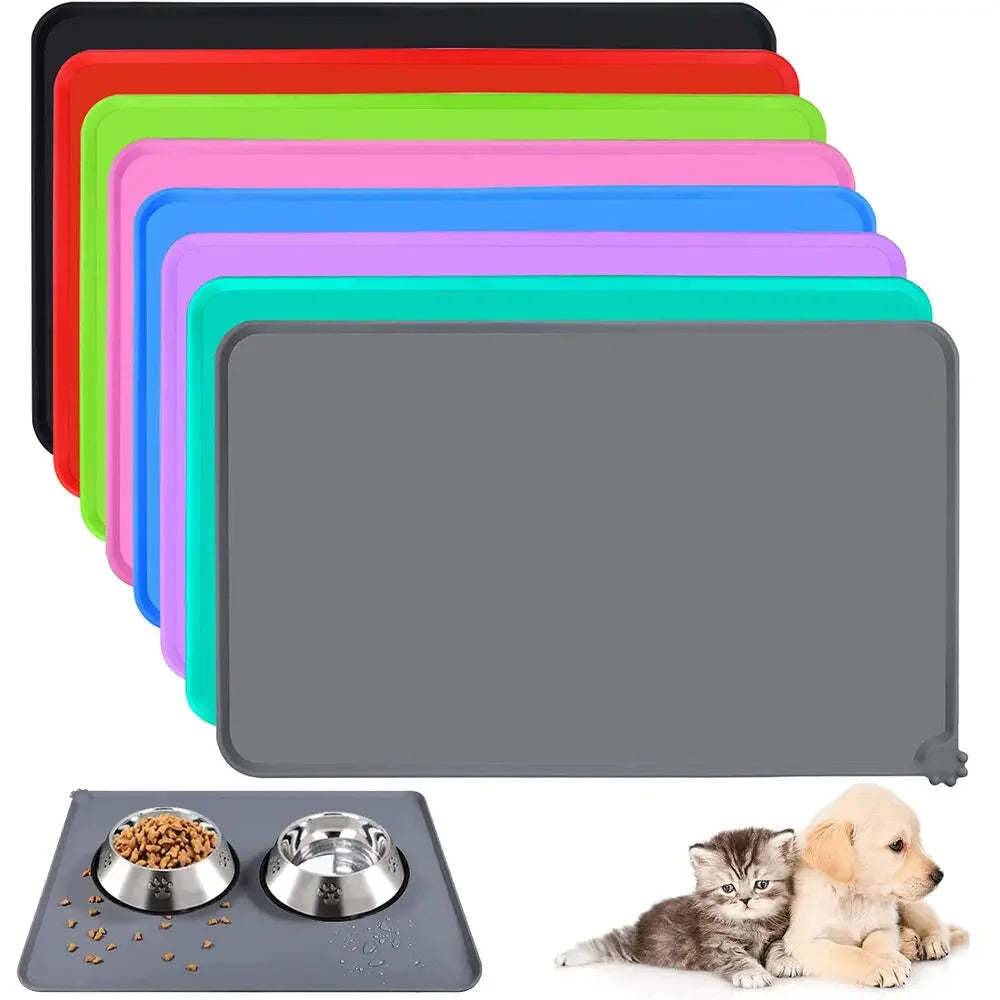 tapis nourriture animal silicone antidérapant imperméable gris noir rouge vert moderne adhésif bol alimentation