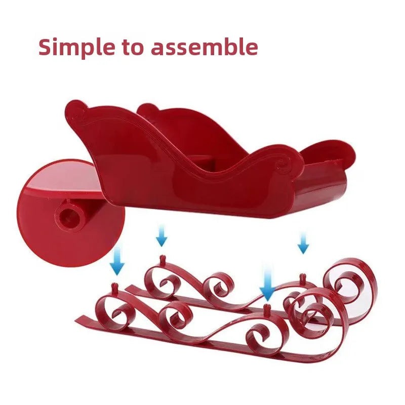 décoration noël traîneau rouge vert marron scroll moderne cadeau ornement opaque classique