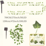 guirlande lumineuse solaire 100 led feuilles vertes lierre moderne clips autoinstallation jardin decoration