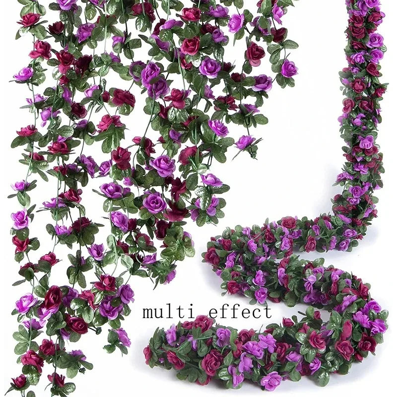 guirlande fleurs artificielles rose blanche verte mariage décoration intérieure romantique garden DIY decoration