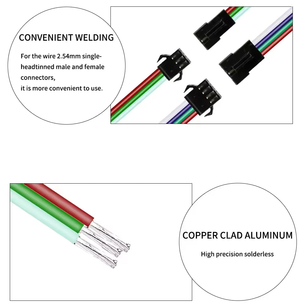 connecteur led jst broches noir câbles multicolores plat certification