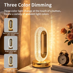 lampe table or blanc texture diamant moderne élégante base plate rechargeable tactile led chambre