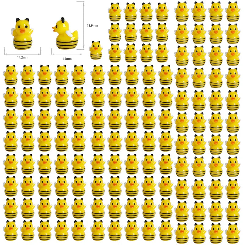 figurines canards résine jaune rayures yeux orange chapeau marron ailes blanches deco jardin pastorale