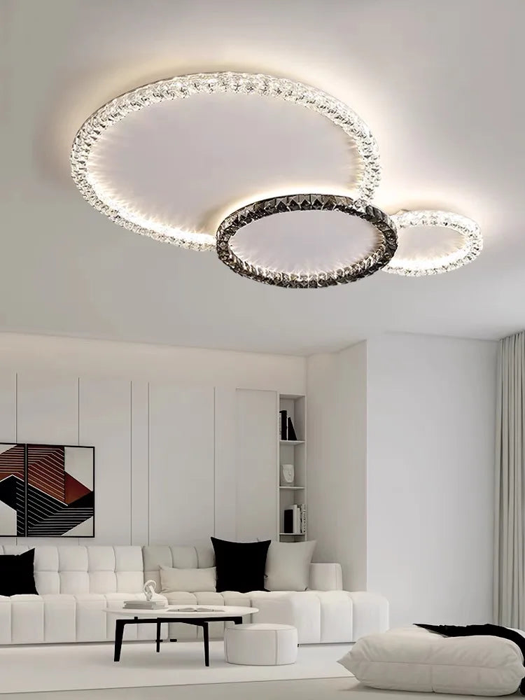 plafonnier led transparent moderne cristaux sans ombre interrupteur poussoir tension 90 260v flux lumineux