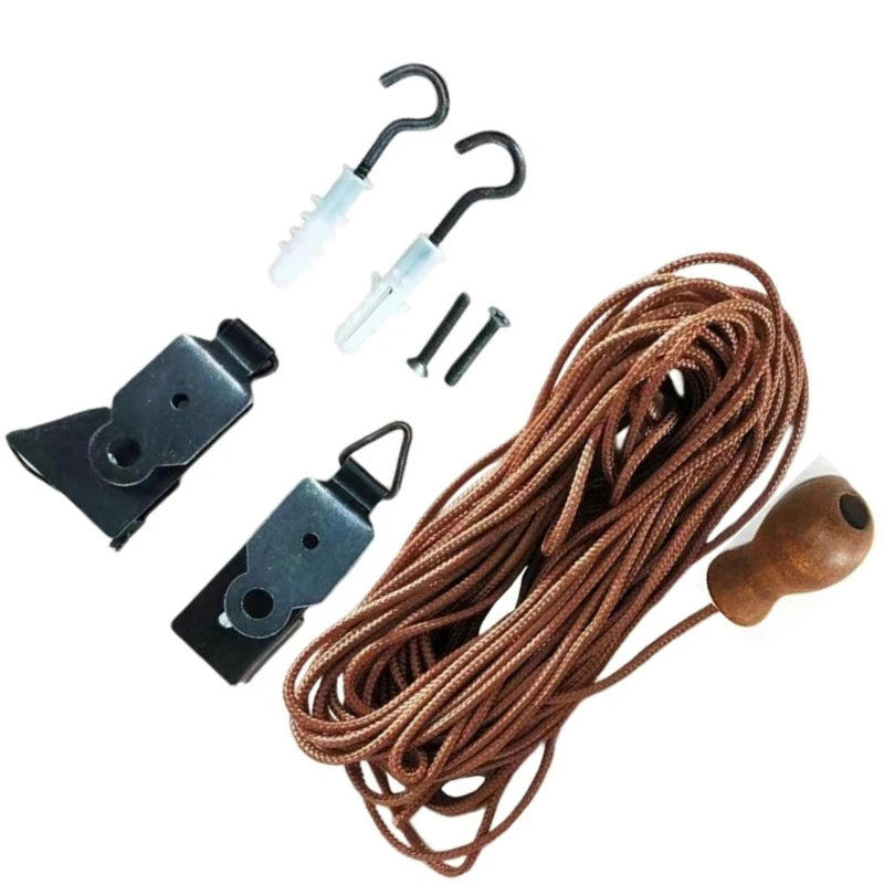 corde rideau marron clair tissée moderne clips crochets vis 12m