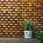 panneau décoratif bois cubes géométriques moderne marron clair foncé autocolant 3d