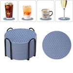 coasters silicone gris moderne antidérapants hexagonaux pack 12pcs tasses chaudes froides respectueux environnement