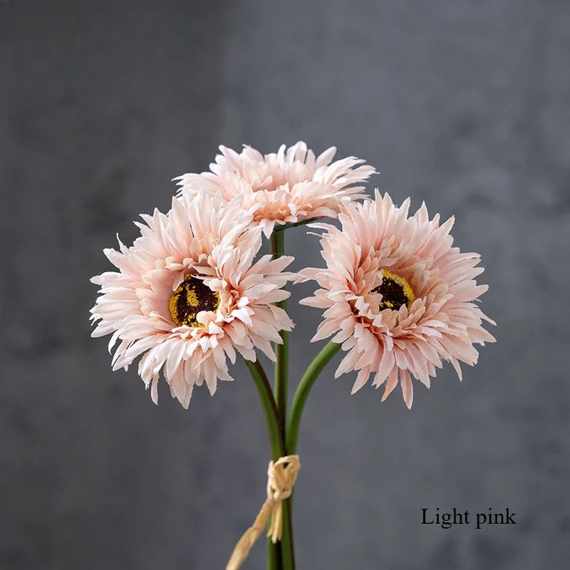 Bouquet artificiel gerbera blanc jaune rose moderne décoration intérieure mariage anniversaire minimaliste