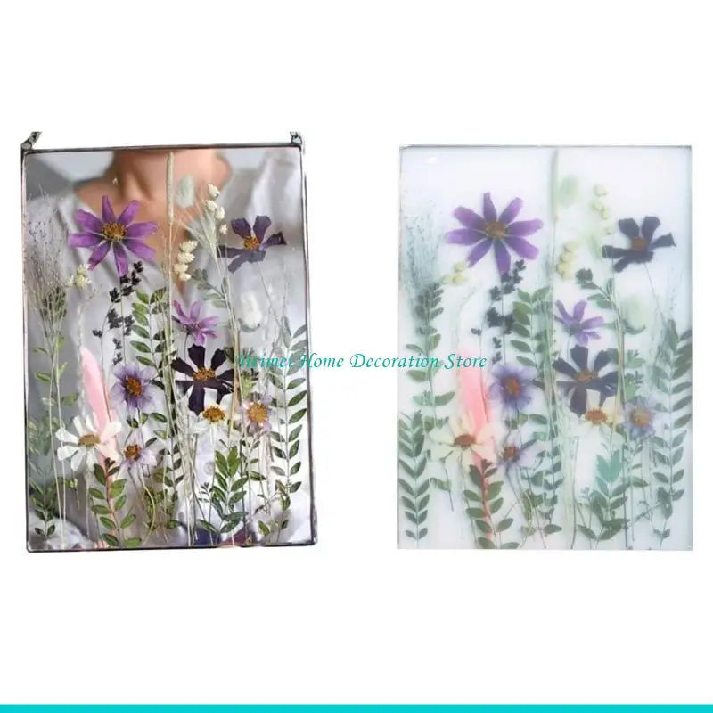 porte clés fleurs séchées multicolore chaîne métal moderne décoratif transparent