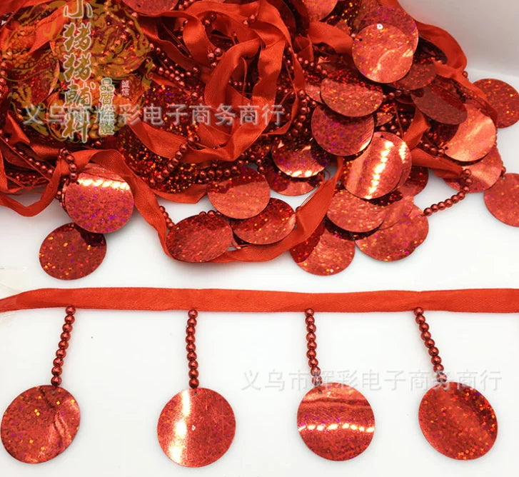 ruban decoratif sequins brillants fleurs artificielles bleu rouge noir or rose 10 yards opacite