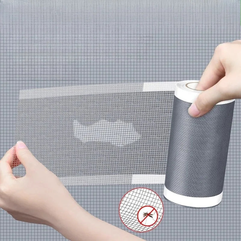 patch moustiquaire adhésif gris maille fine opacité pratique fenêtre porte protection anti insectesrollable précision
