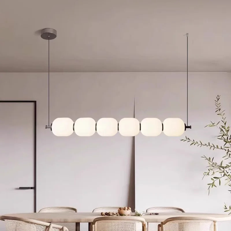 suspension lumineuse moderne blanc rayures horizontales opacité pince câble led