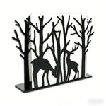 support livre cerfs arbres métal noir blanc moderne décoratif nature rustique