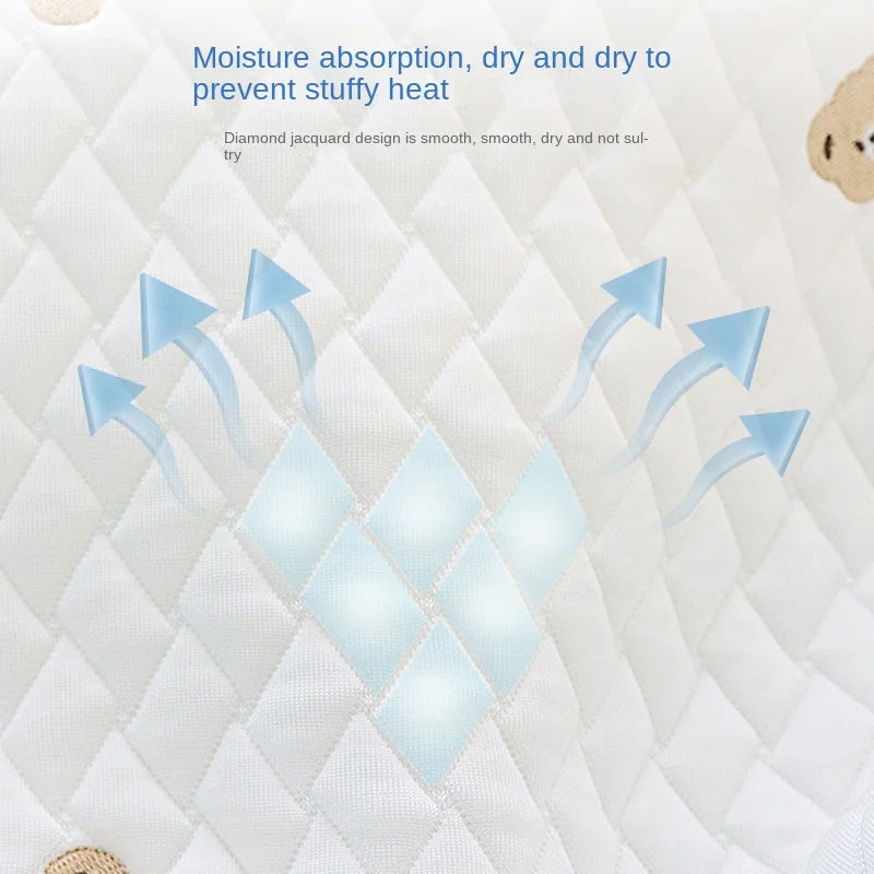 oreiller bébé blanc quilté ours brodés moderne confortable boutons décoratifs polyester coton