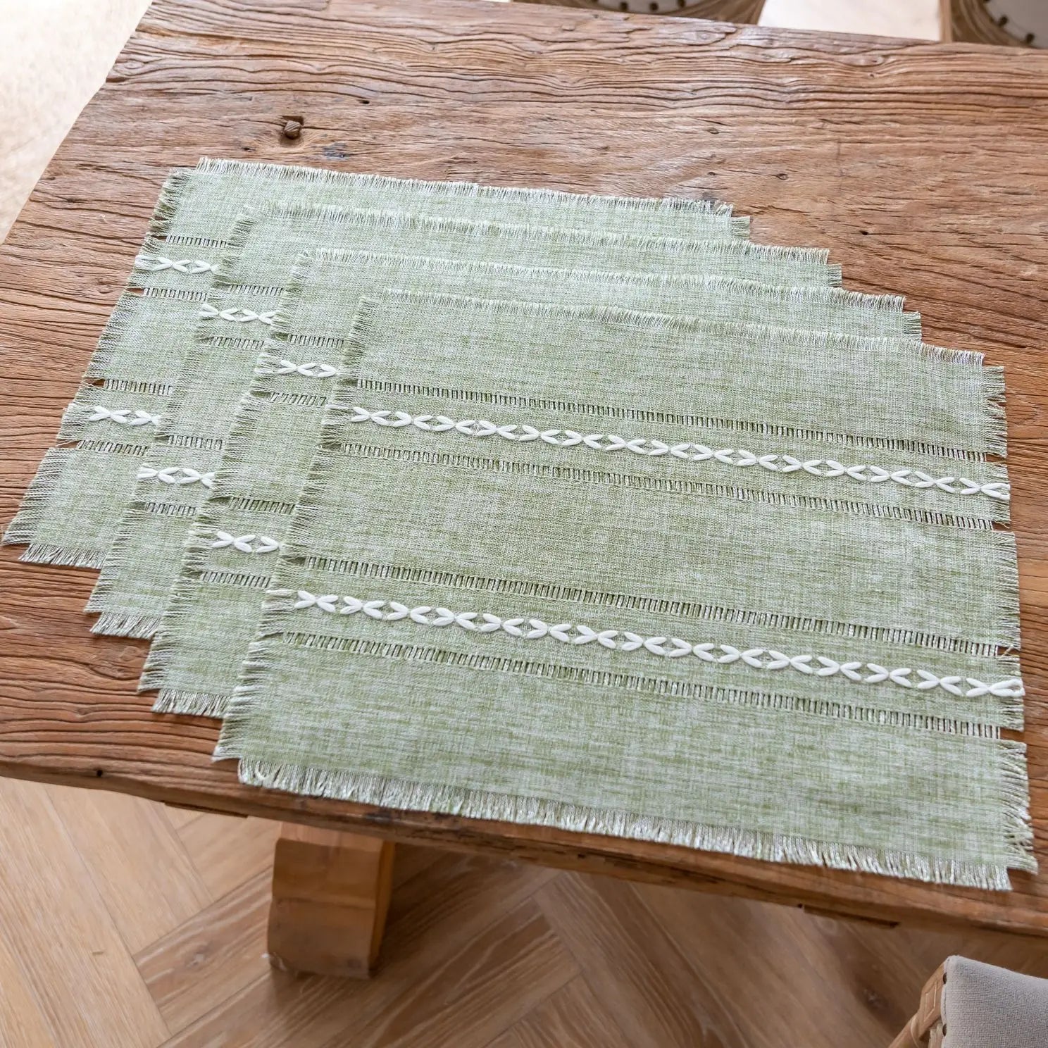 Détail du tissage coton lin du napperon