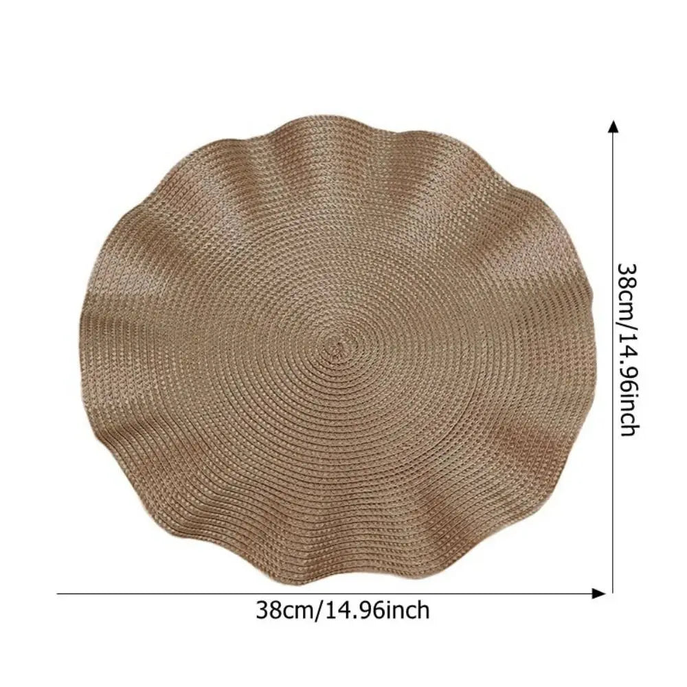 serviettes table tissées vert olive moderne beige clair motifs concentriques minimaliste respectueux environnement