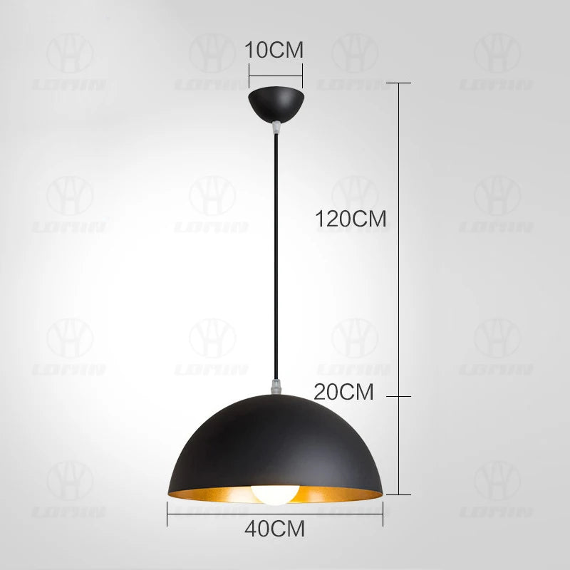 suspension lumineuse moderne câble suspendu aluminium noir doré 30cm 35cm 40cm 50cm 60cm