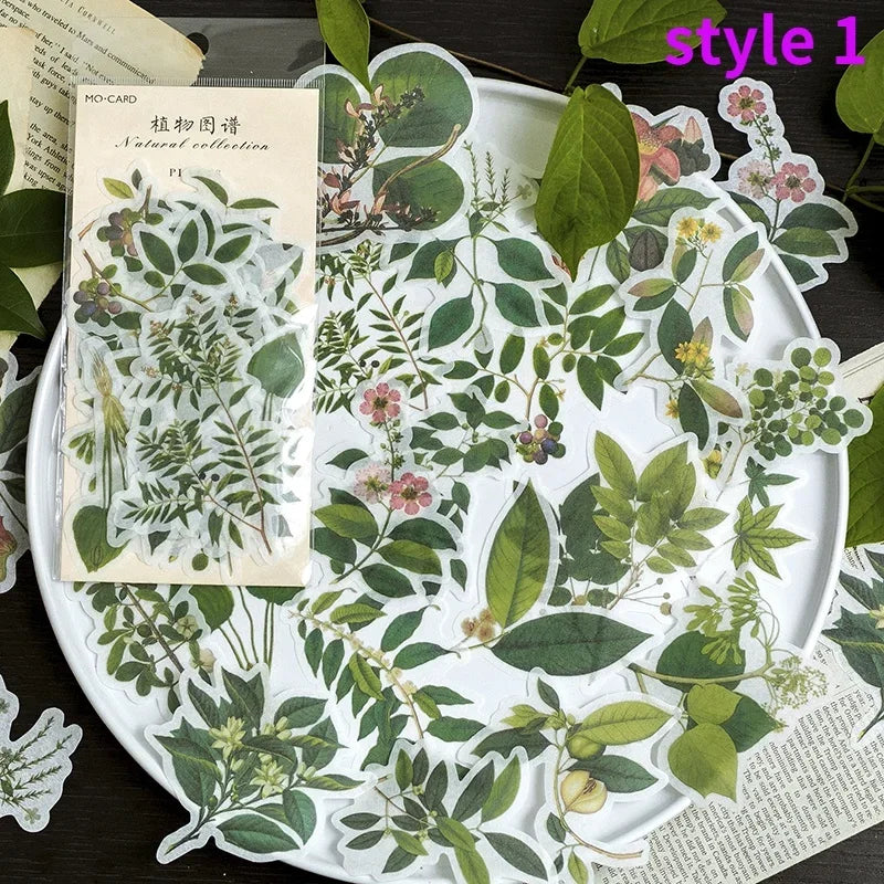 autocollants stickers végétaux fleurs feuilles oiseaux horloges mandalas papillons vintage romantique adhésifs