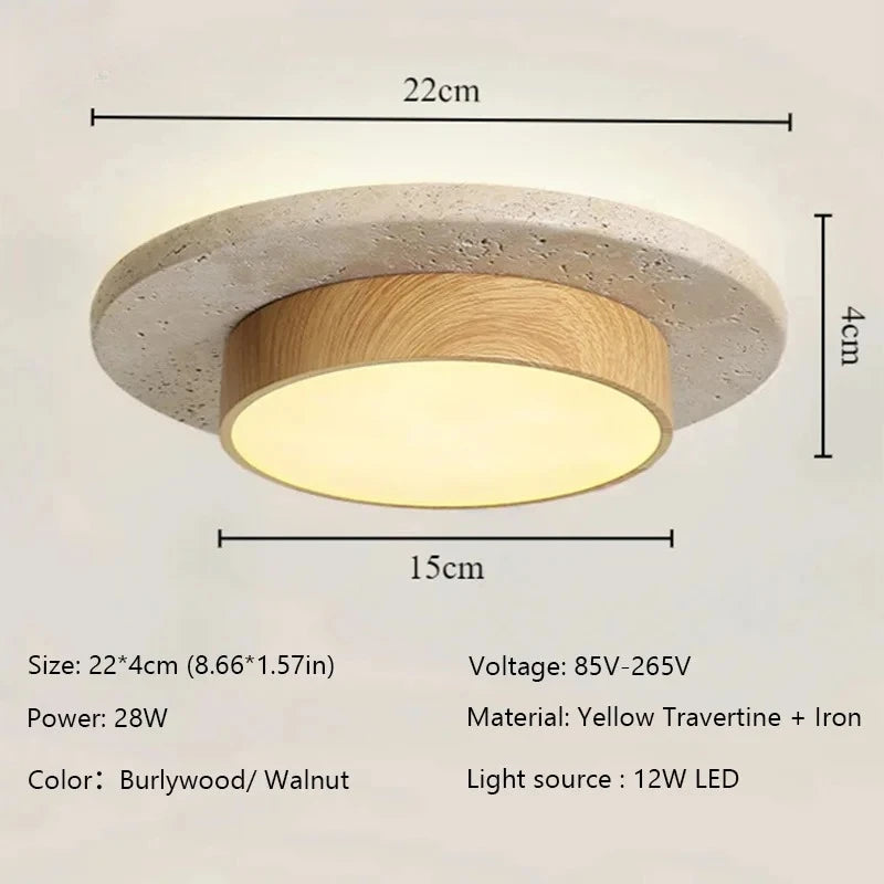lampe moderne pierre jaune finition bois 12w led 22cm beige brunclair minimalisteintérieuréclairage