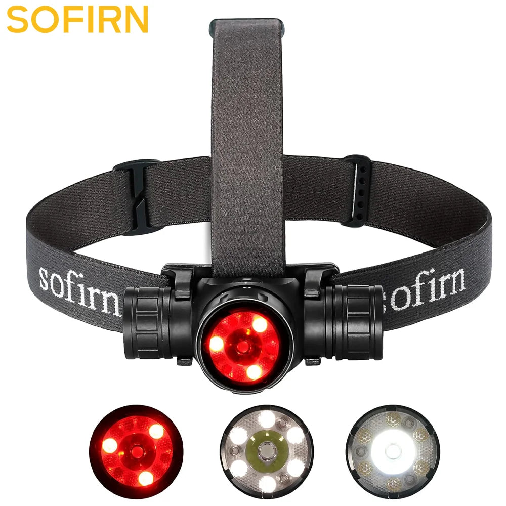 lampe frontale rechargeable led 2000lm noir mat moderne ceinture ajustable usb