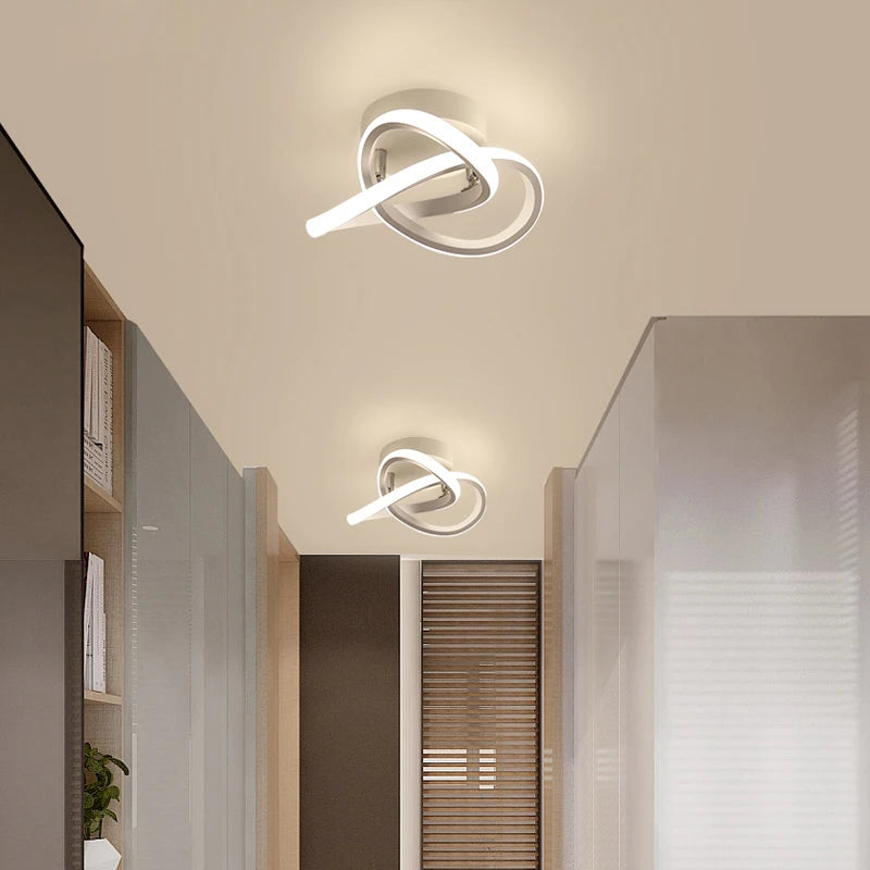 luminaire moderne led noir blanc doré abstrait spirale fixe contemporain opaque semi encastré