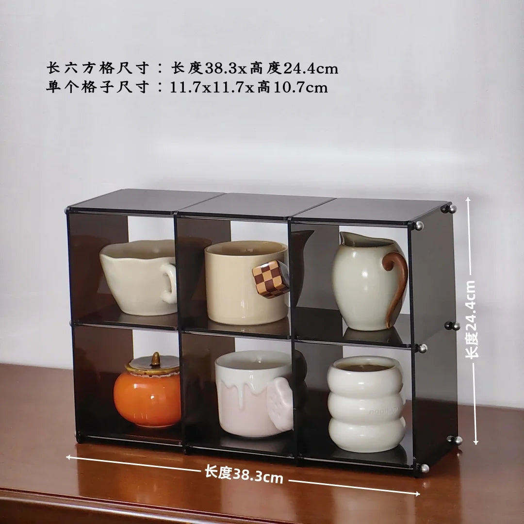 présentoir rangement tasses transparent moderne cuisine support minimaliste pieds accessoires pot gâteau