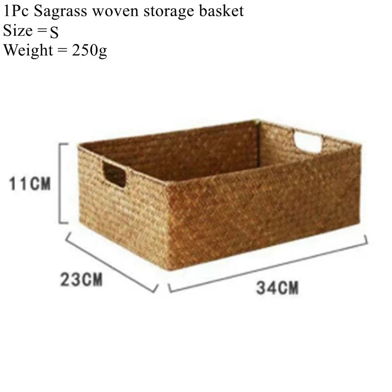 paniers tissés marron clair rustiques boho chic poignées intégrées rangement multifonctionnel écologique