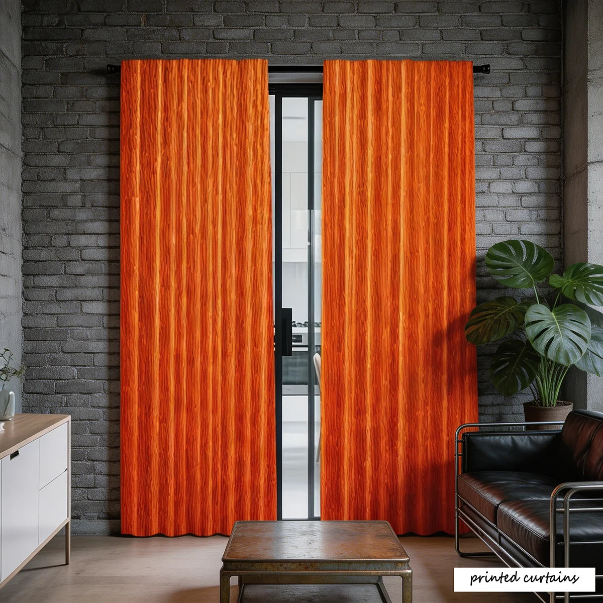 rideaux modernes orange vif imprimé rayures verticales opaques maison 100% polyester