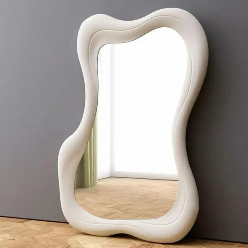 miroir mural moderne rose blanc forme organique ondulée fixe mur transparent decoration ludique