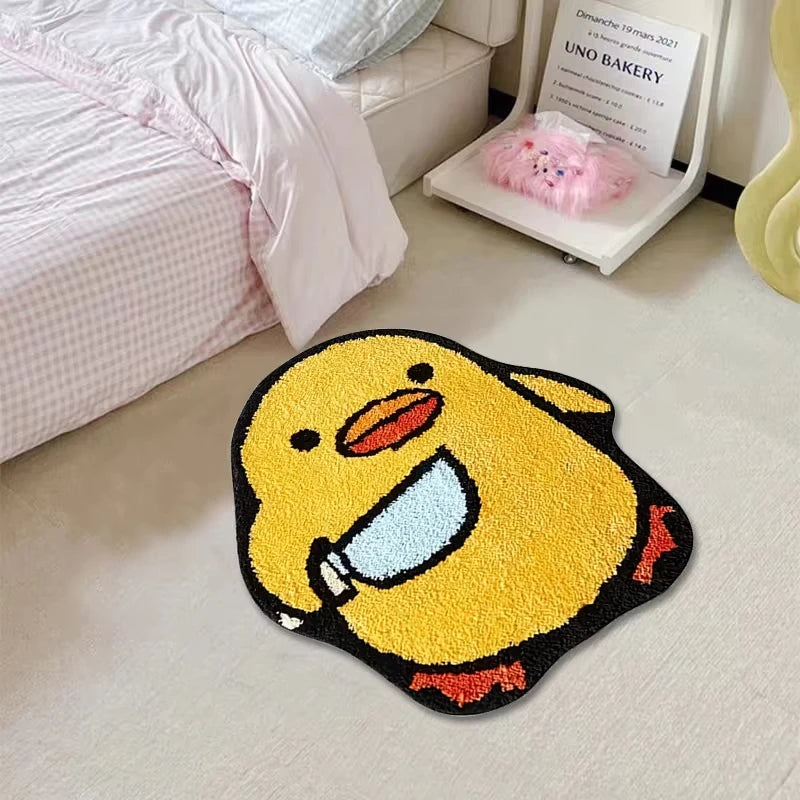 tapis dessin animé canard jaune salon chambre bain résistant polyester