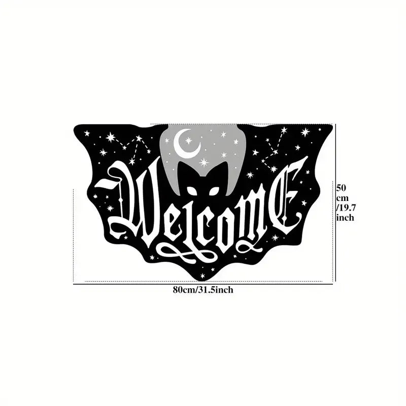tapis daccueil halloween welcome lune étoiles noir blanc moderne antidérapant résistantintérieurextérieur