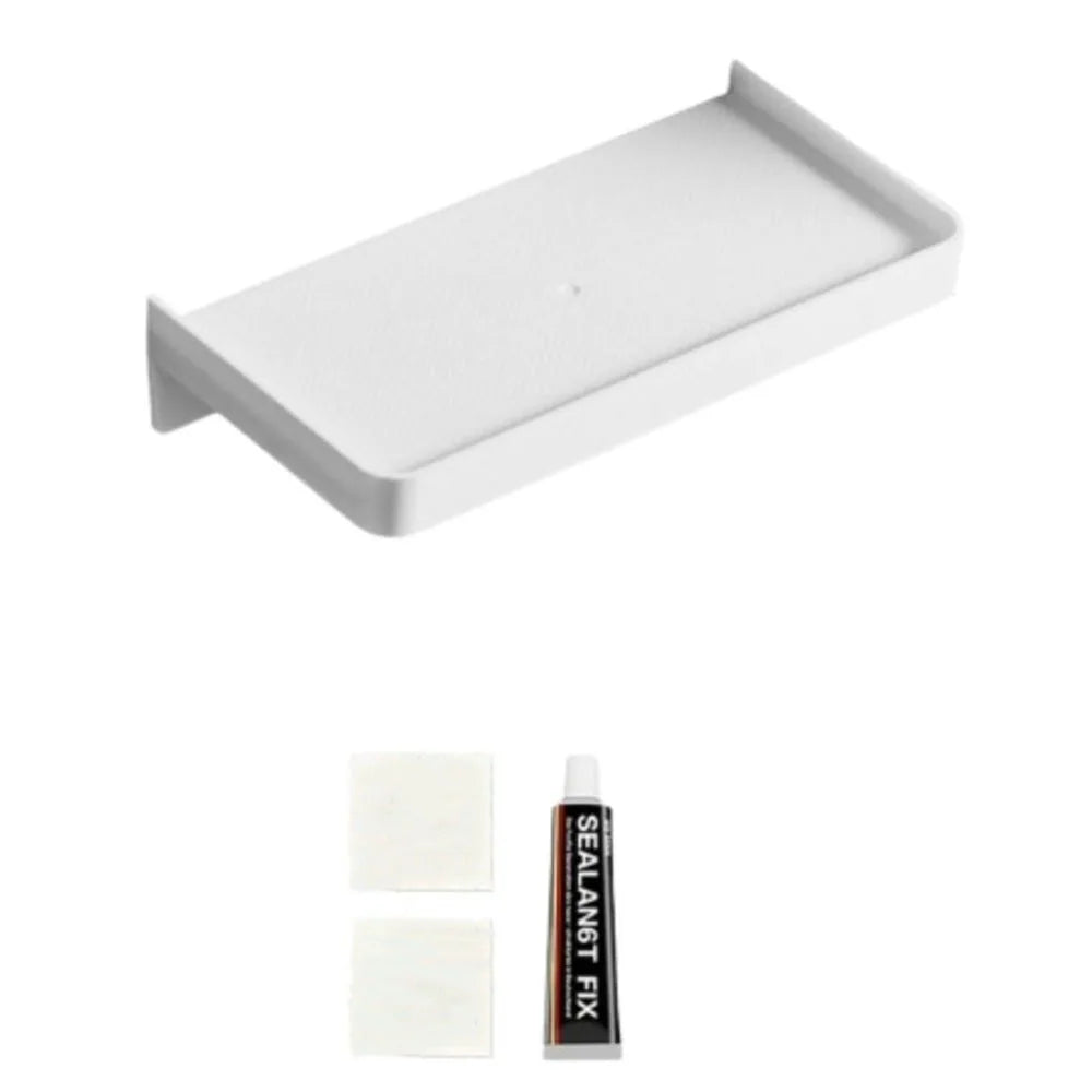 étagère murale moderne réutilisable gris blanc perforée utilisation multiple salle bain support téléphone vis