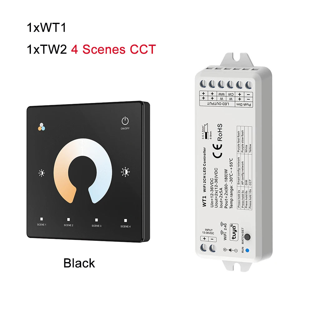 contrôleur éclairage led blanc moderne variateur zones tactile 12v 24v 36v wlan rf 4096