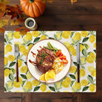serviettes table moderne blanches jaunes vertes citrons feuilles automne 30x40cm respectueuses environnement decoration table