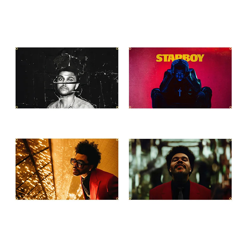 affiche moderne starboy after hours noir blanc rouge accrochée décoration chambre personnage textes artistique