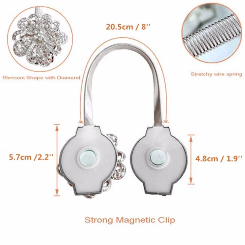 rideau magnétique fleur clips argent doré moderne élégant chambre fixations