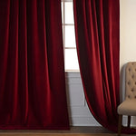 rideau velours rouge bordeaux solide moderne opaque 100 polyester salon