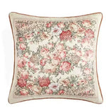 taies d'oreiller jacquard imprimées motif floral paysage vintage bleu vert beige respectueux environnement dimension