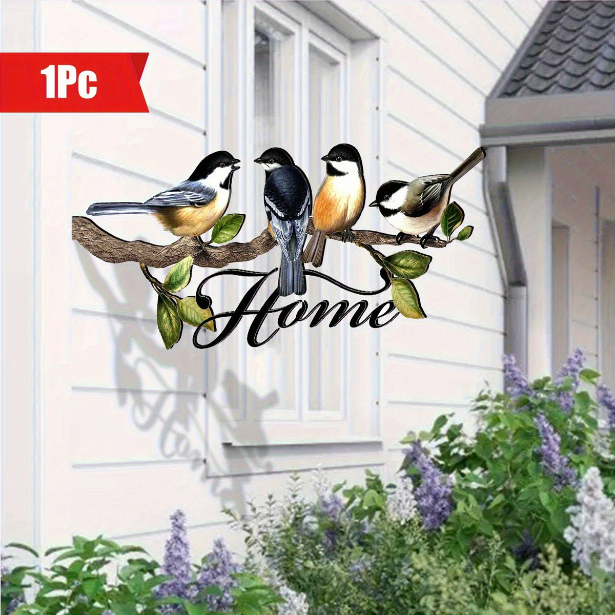plaque décorative murale oiseaux naturels artisanal noir blanc vert adhésif extérieur intérieur bienvenue