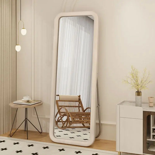 miroir moderne rectangulaire silver fixations invisibles décoration intérieure chambre salon blanc beige