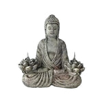 statue bouddha résine zen jardin extérieur flammes méditation lotus spiritualité
