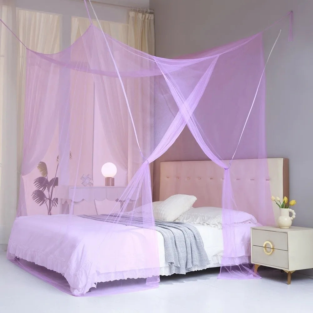 filet lit transparent moderne polyester coton blanc rose bleu violet jaune camping chambre coucher