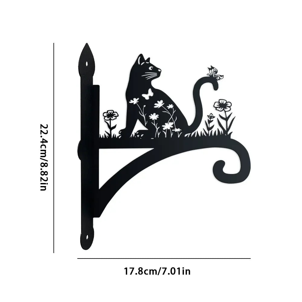 support mural chat fleurs papillons suspendre plante lanterne fixation facile jardin déco noire blanc