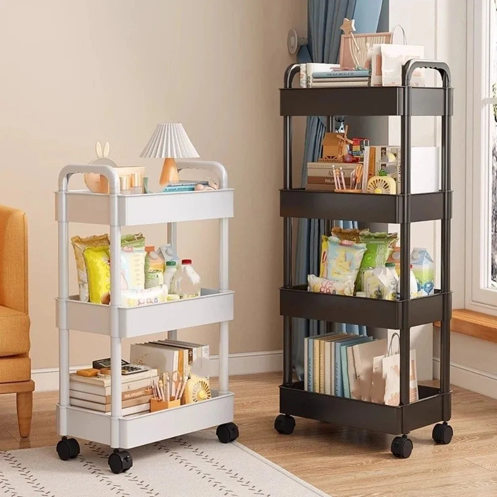 chariot roulette rangement acier inoxydable noir paniers modernes utilisation multiple domestique roulettes poignées
