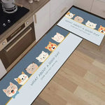 Une affiche murale décorative avec des chats mignons et un message positif 'What about a good day' sur un fond bleu.