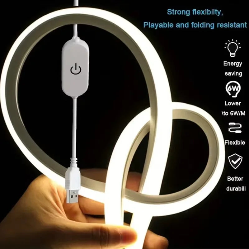 ruban led flexible blanc moderne interrupteur tactile usb adaptable 3000k 6000k minimaliste étanche décorationintérieur/extérieur