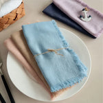 serviettes carrées tissu lin texturé rose lilas gris beige blanc ciel vert bordeaux rustic
