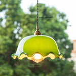 lampe suspendue vintage vert ombre matériau pierre verre 25cm ajustable 200cm autonomie e27
