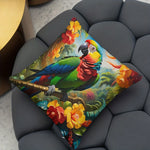taies d'oreiller motif tropical perroquets fleurs multicolores moderne polyester 45x45cm zipper closure